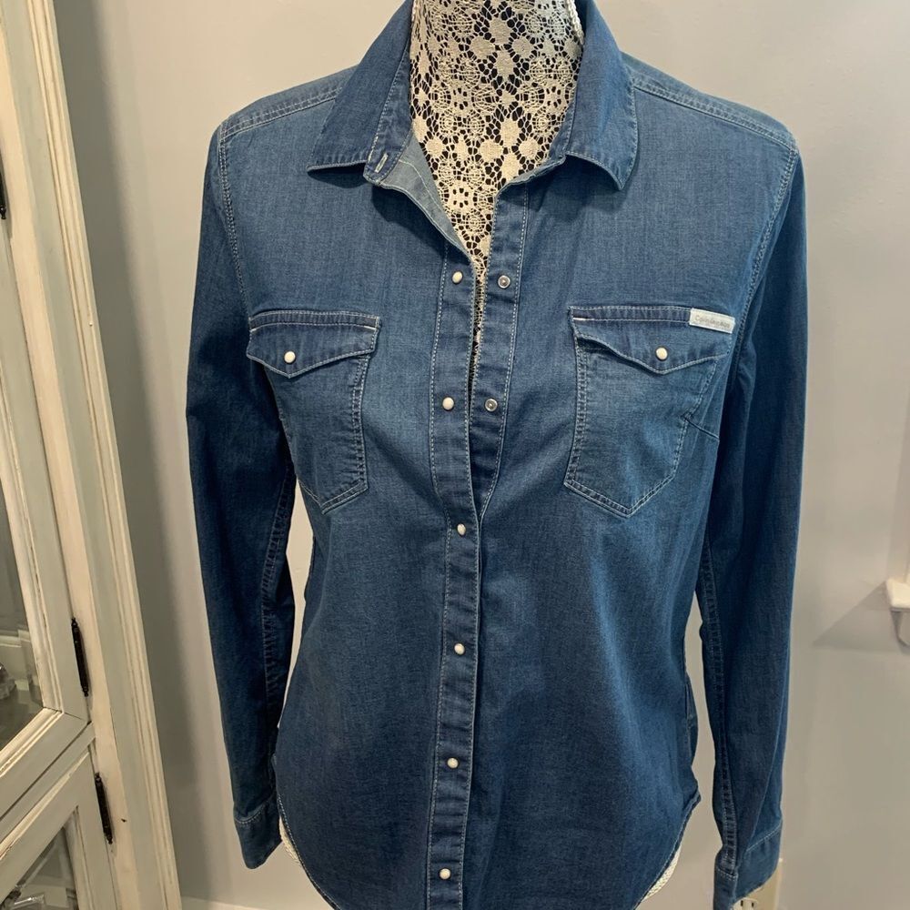 Calvin Klein Jeans Blue Fitted Long Sleeve Shirt